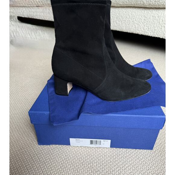 $575 Stuart Weitzman Niki 60 Suede Boots Black Sock 7.5 Great Condition - Picture 3 of 10